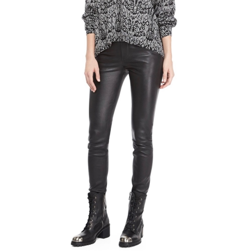 ZADIG & VOLTAIRE • Pharly Black Lamb Leather Stretch Skinny Pants, S